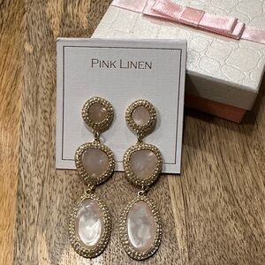 Gold and Pink Dangle Earrings